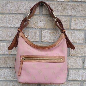 Dooney and Burke signature monogram canvas hobo shoulder bag.